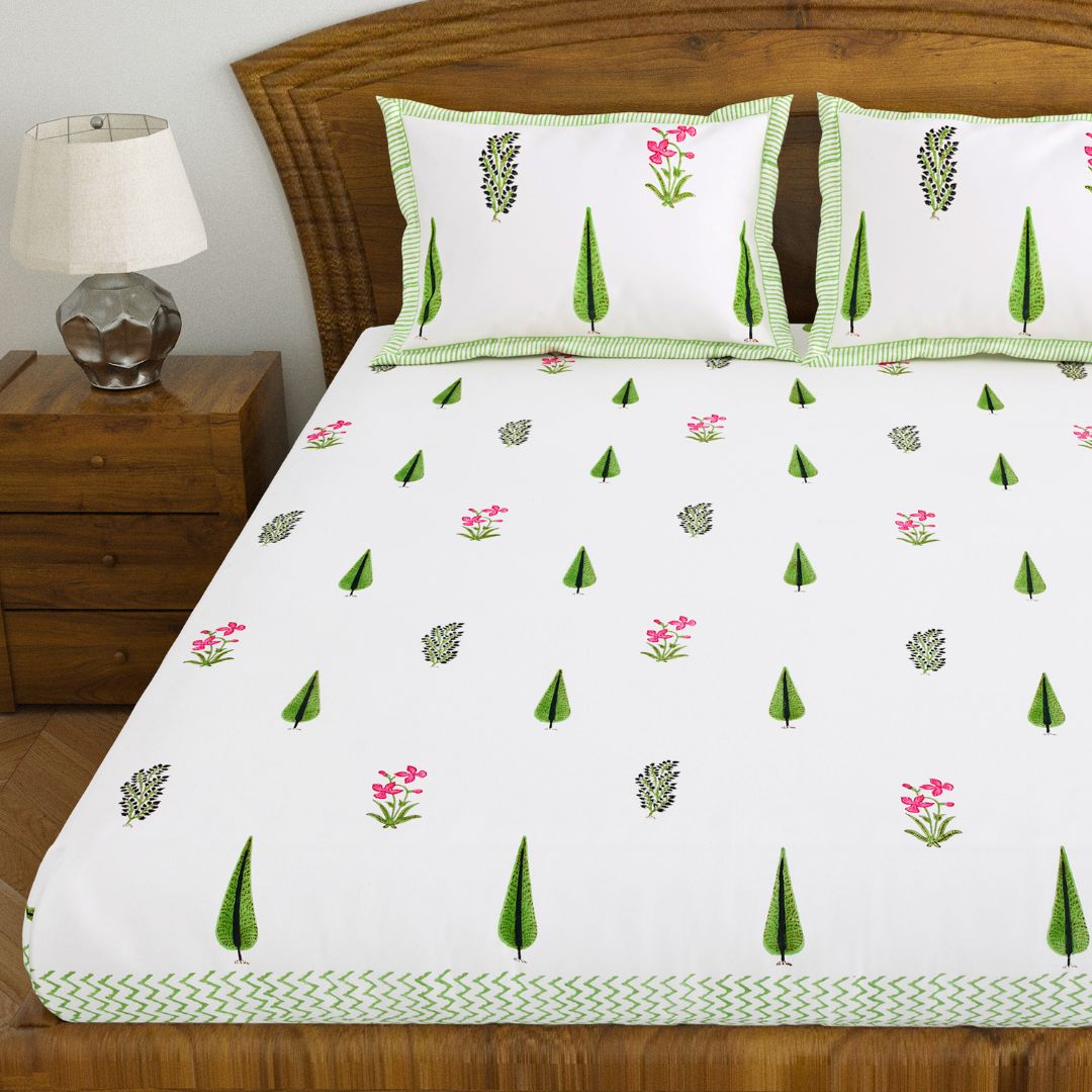 400 TC Pure Cotton Fitted Bedsheet Set